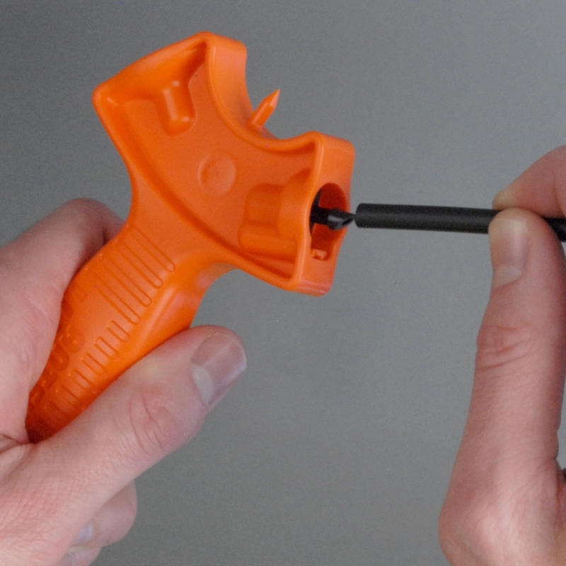 DripMate® Tool holds Self Piercing Joiner to connect tube